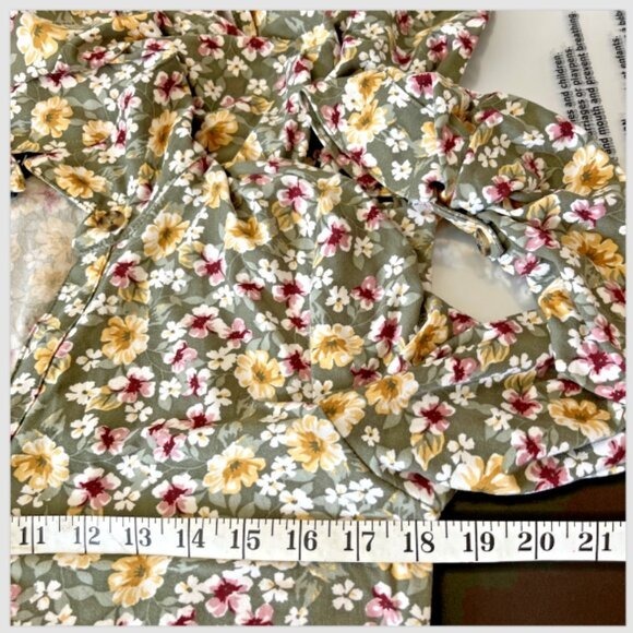 Derek Heart Floral Ruffle Long Sleeve Dress Collared Button Front Size L - Picture 4 of 11